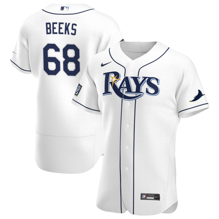Tampa Bay Rays 68 Jalen Beeks Men Nike White Home 2020 World Series Bound Authentic Player MLB Jersey